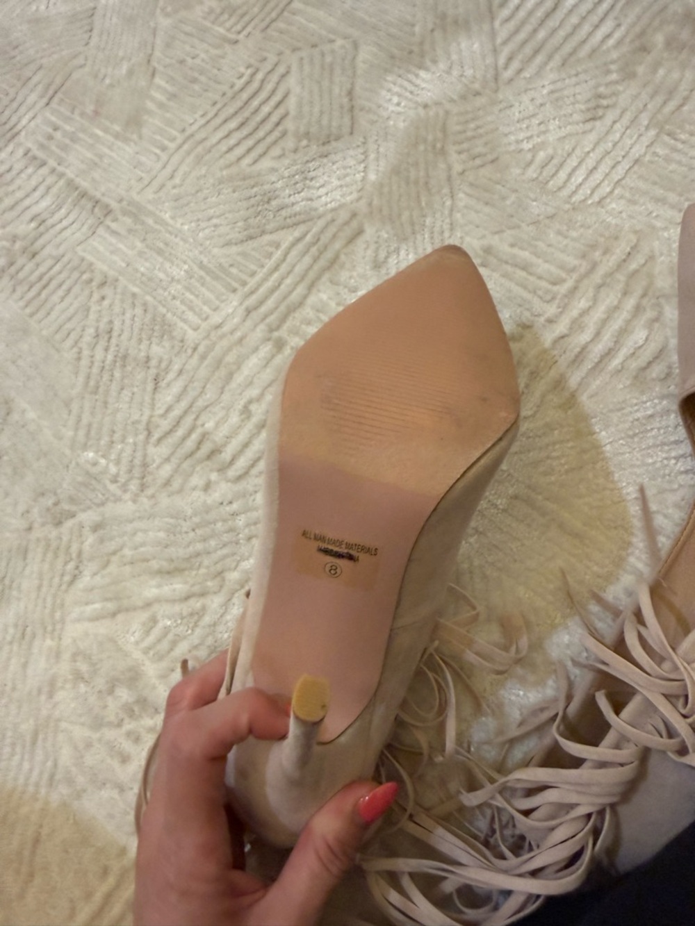 Fringe Pointed-Toe High Heels in Taupe - Picture 7 of 11